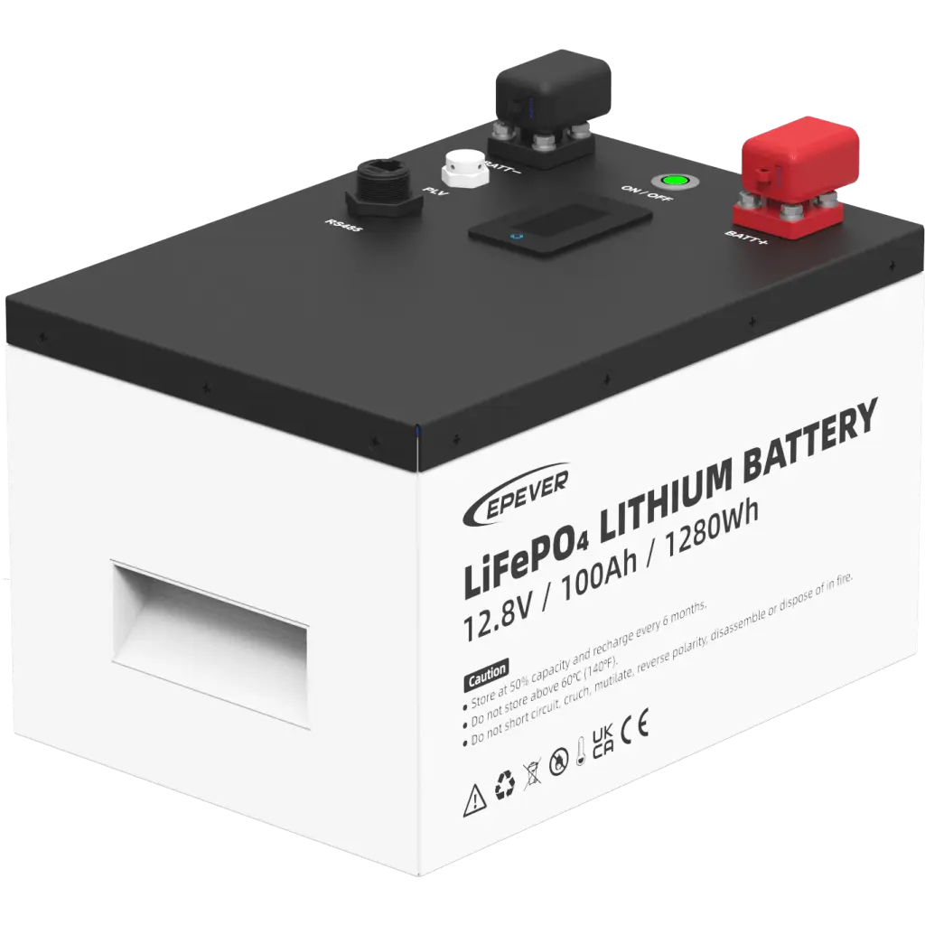 BATERÍA DE LITIO 12.8VCC, 100AH, 1.28KWH, PANTALLA LCD PARA MONITOREO LOCAL, CARCASA METÁLICA.